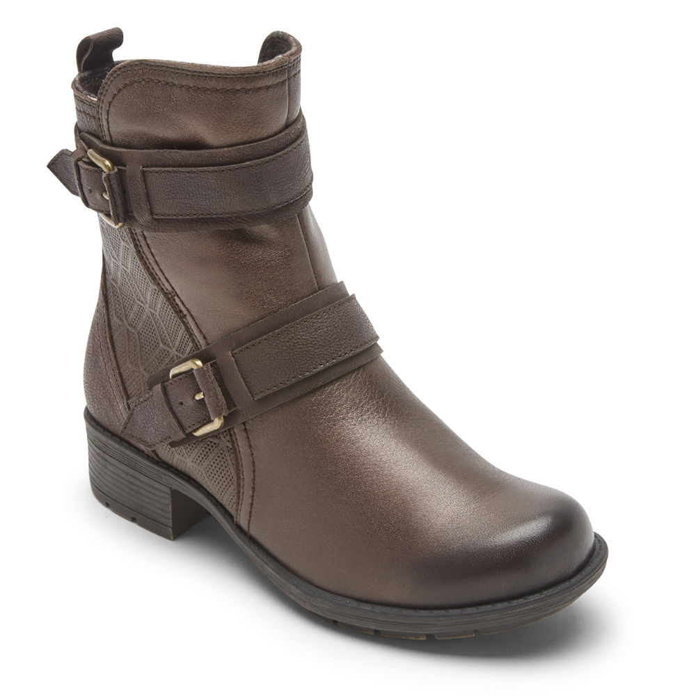 Rockport Womens Boots Dark Brown - Cobb Hill Alessia Strap - UK 908-OSPJHR